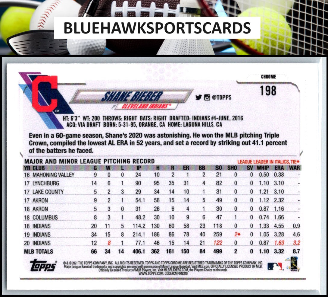 2021 Topps Chrome #198 Shane Bieber