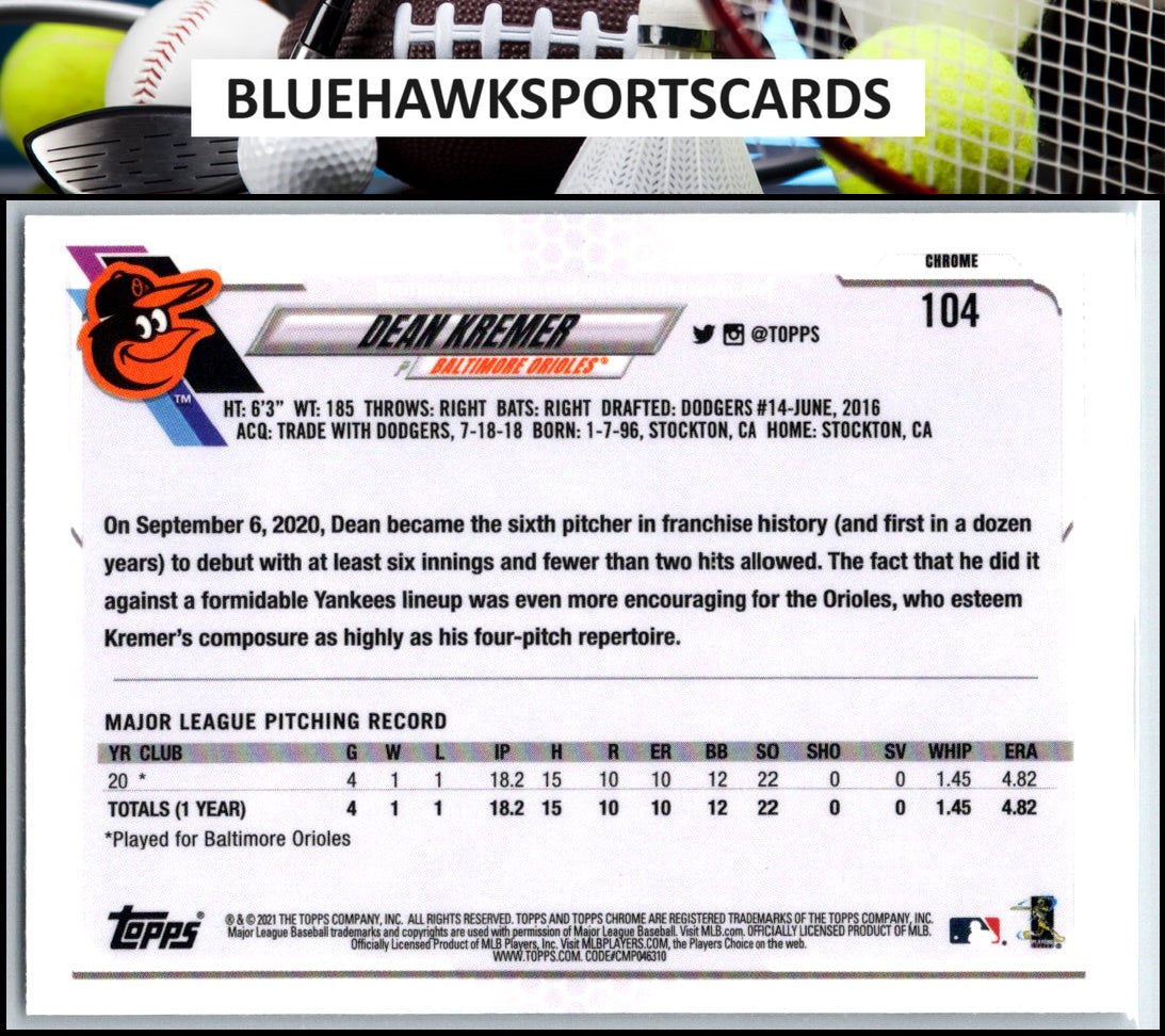 2021 Topps Chrome #104 Dean Kremer