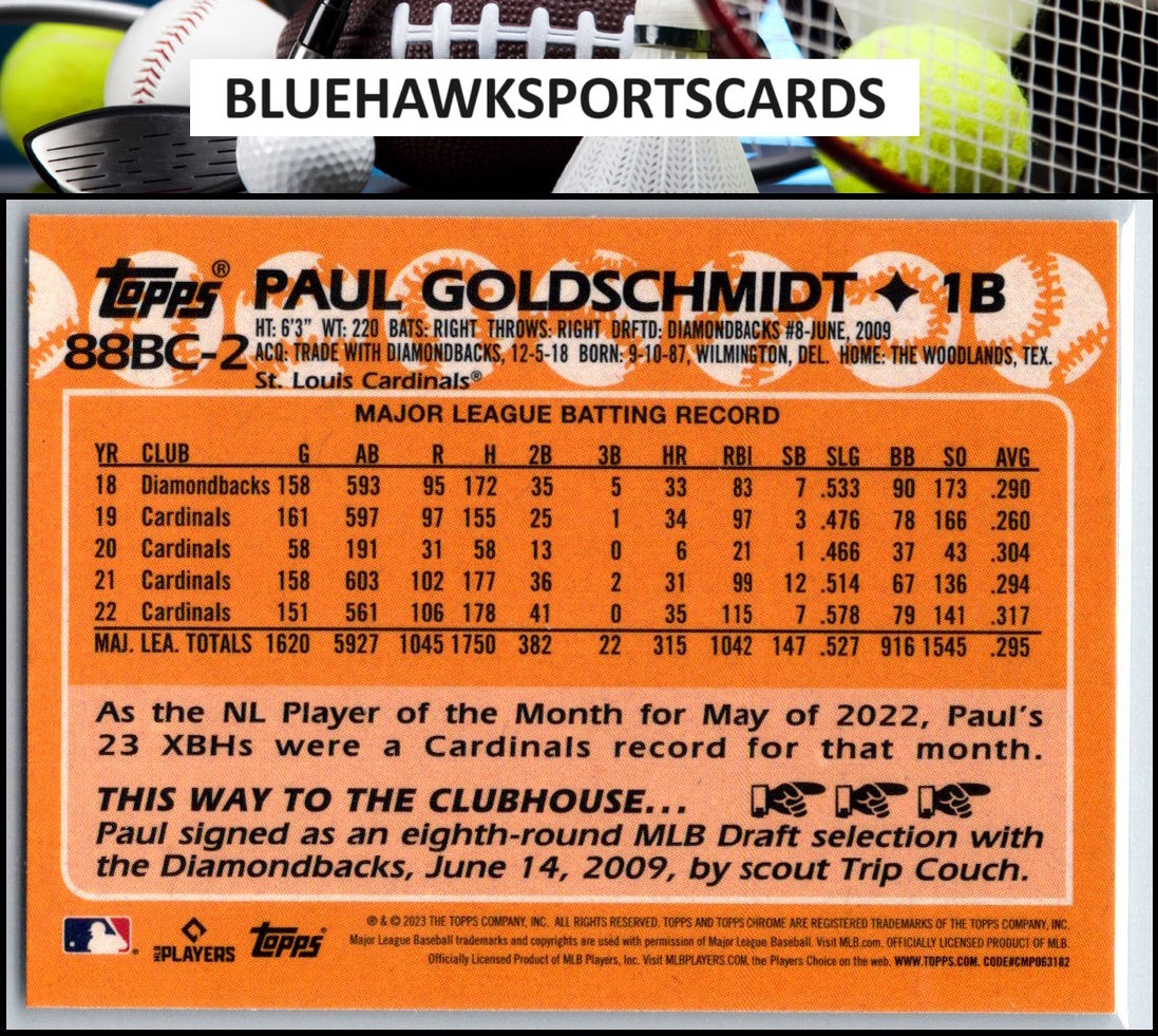 2023 Topps Chrome #88BC-2 Paul Goldschmidt 1988 Topps Baseball 35th Anniversary