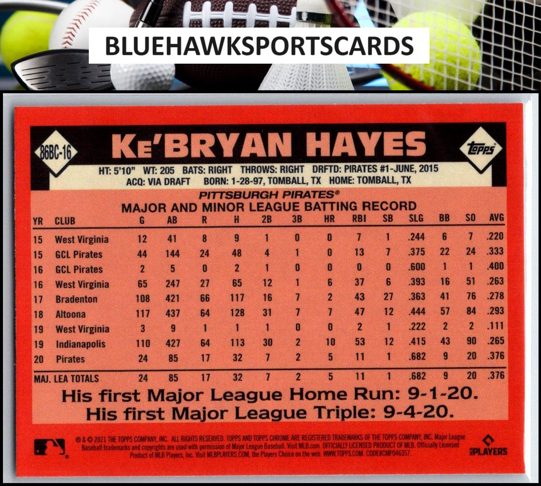 2021 Topps Chrome #86BC-16 Ke'Bryan Hayes 1986 Topps Baseball 35th Anniversary
