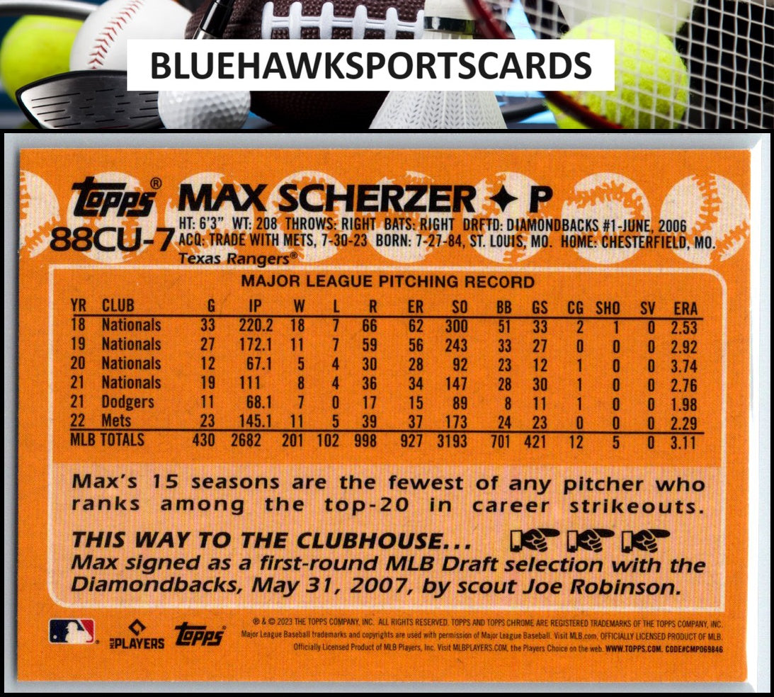 2023 Topps Chrome Update #88CU-7 Max Scherzer 1988 35th Anniversary
