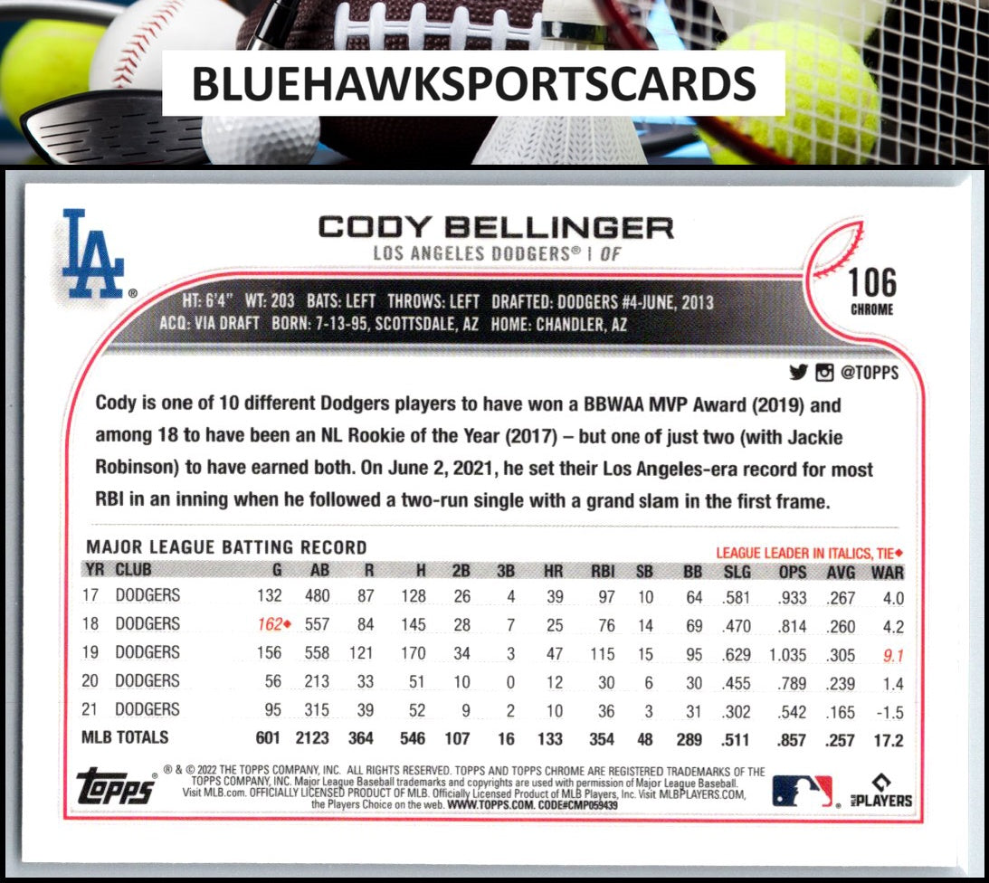 2022 Topps Chrome Sonic #106 Cody Bellinger