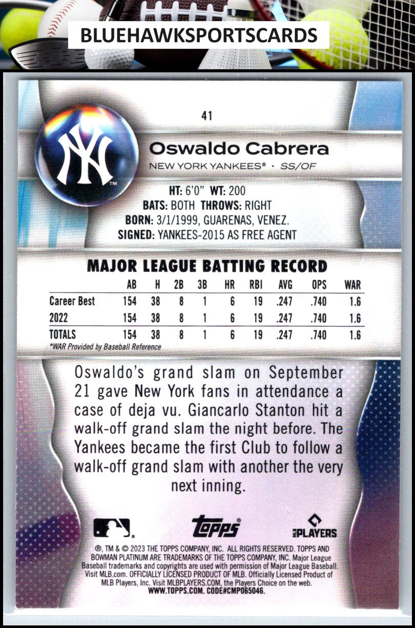 2023 Bowman Platinum #41 Oswaldo Cabrera