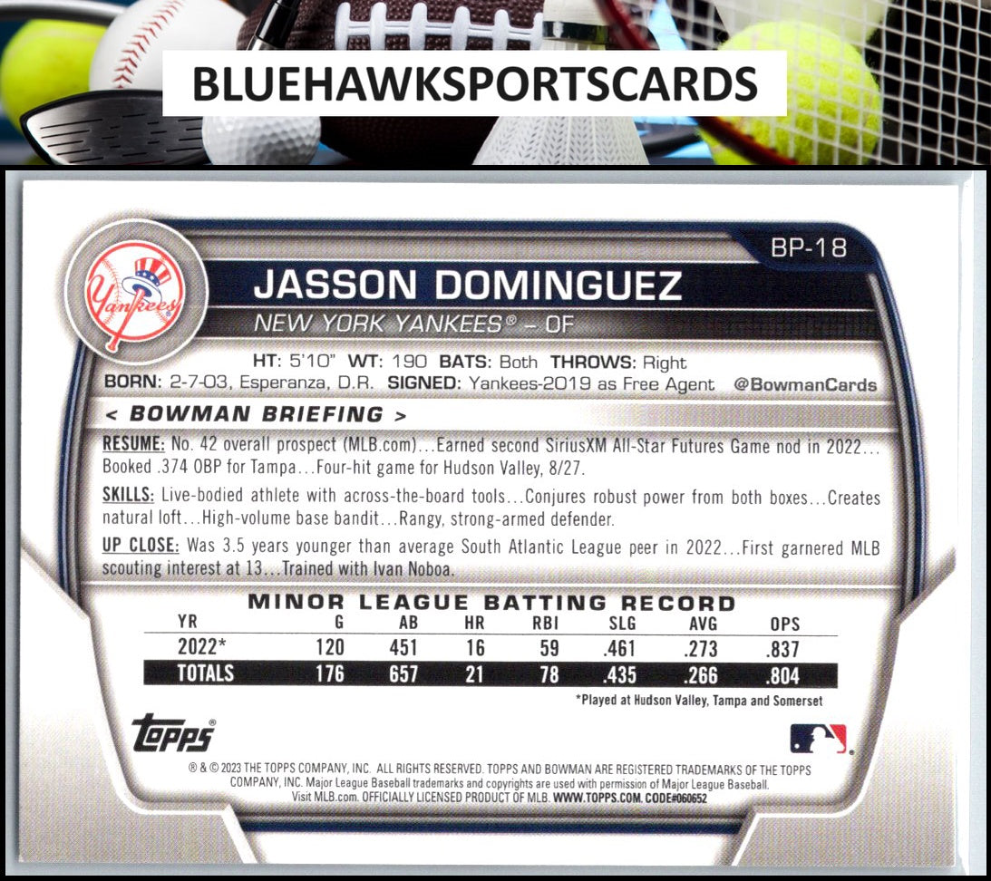 2023 Bowman #BP-18 Jasson Dominguez Prospects