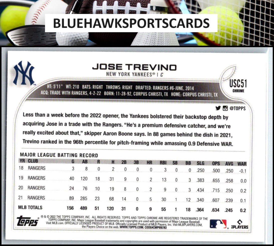 2022 Topps Chrome Update #USC51 Jose Trevino