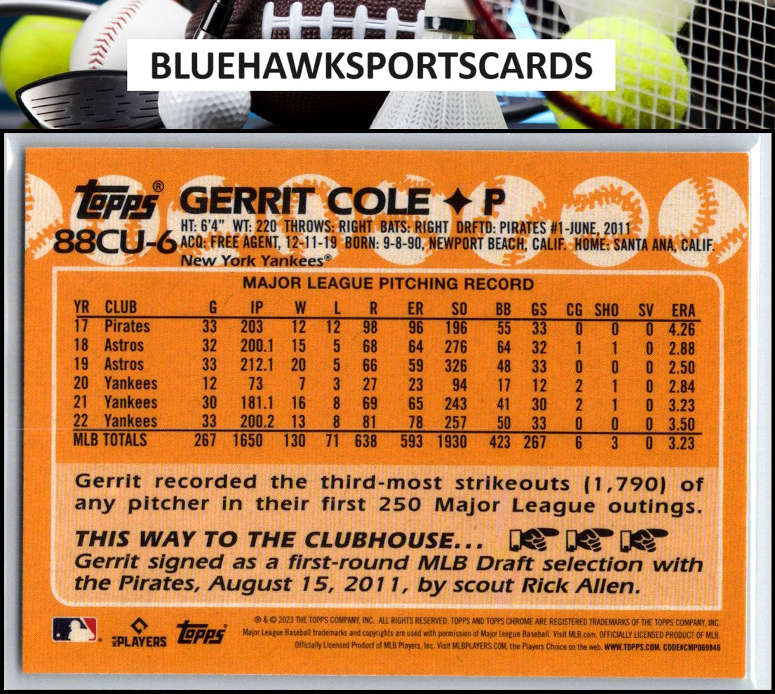 2023 Topps Chrome Update #88CU-6 Gerrit Cole 1988 35th Anniversary