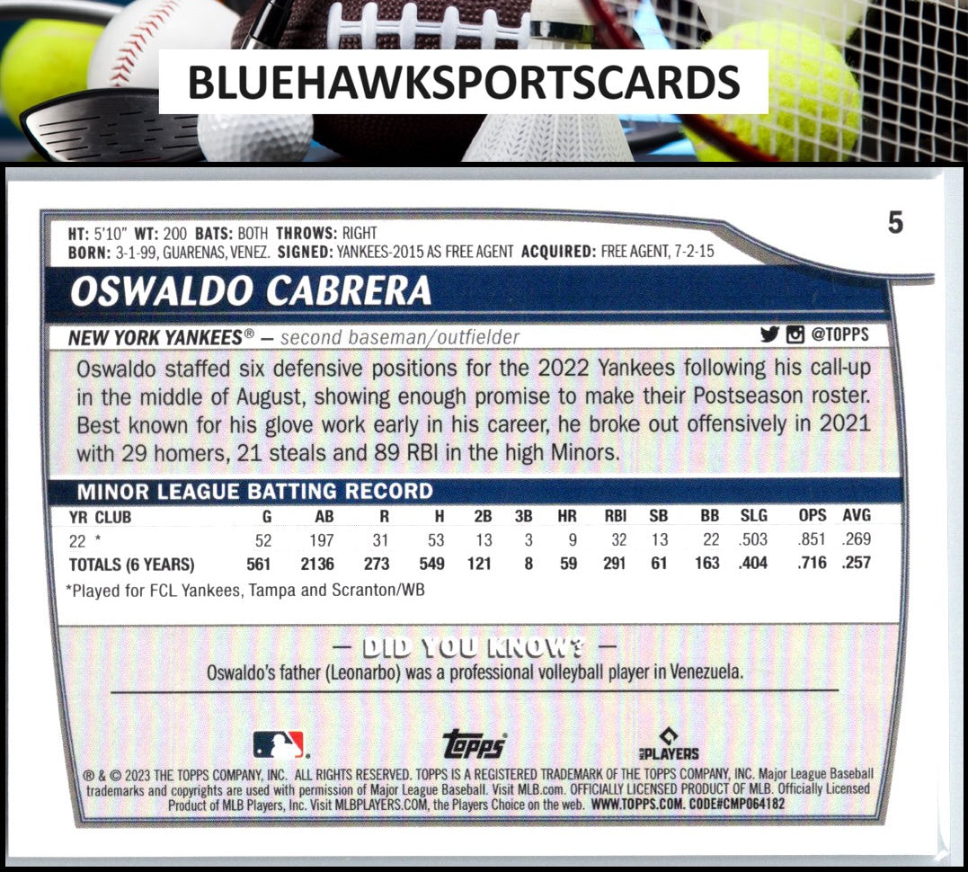 2023 Topps Big League #5 Oswaldo Cabrera