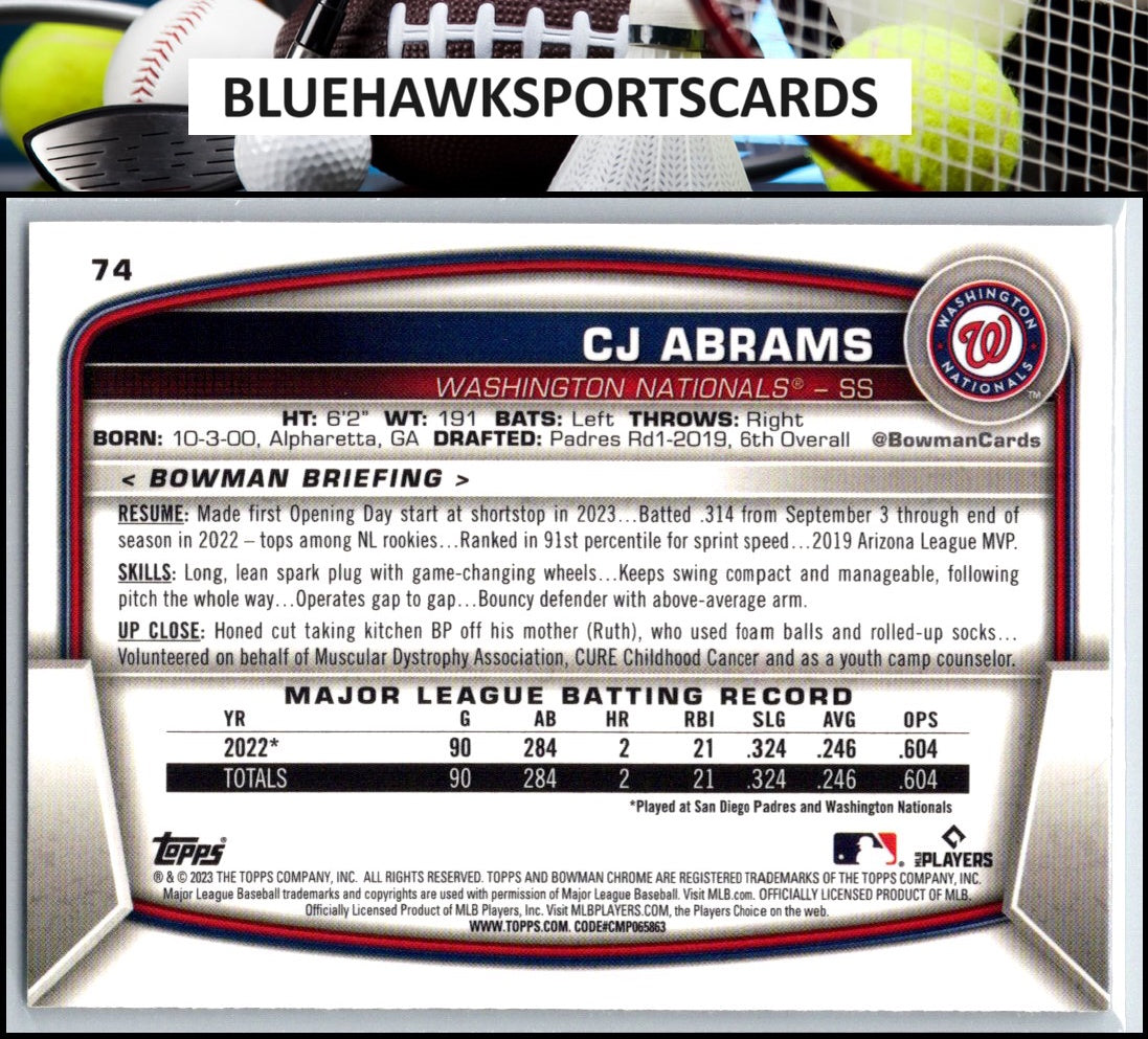 2023 Bowman Chrome #74 CJ Abrams