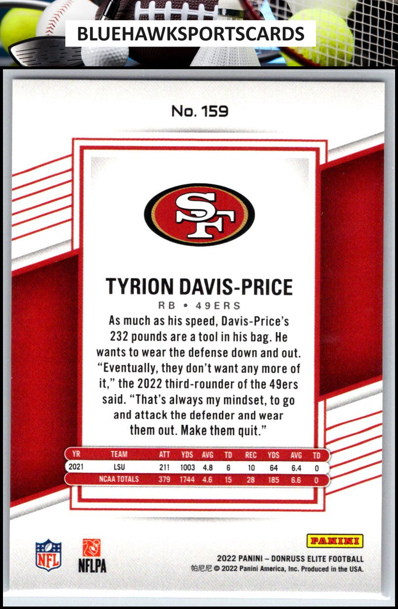 2022 Donruss Elite #159 Tyrion Davis-Price Red #/399