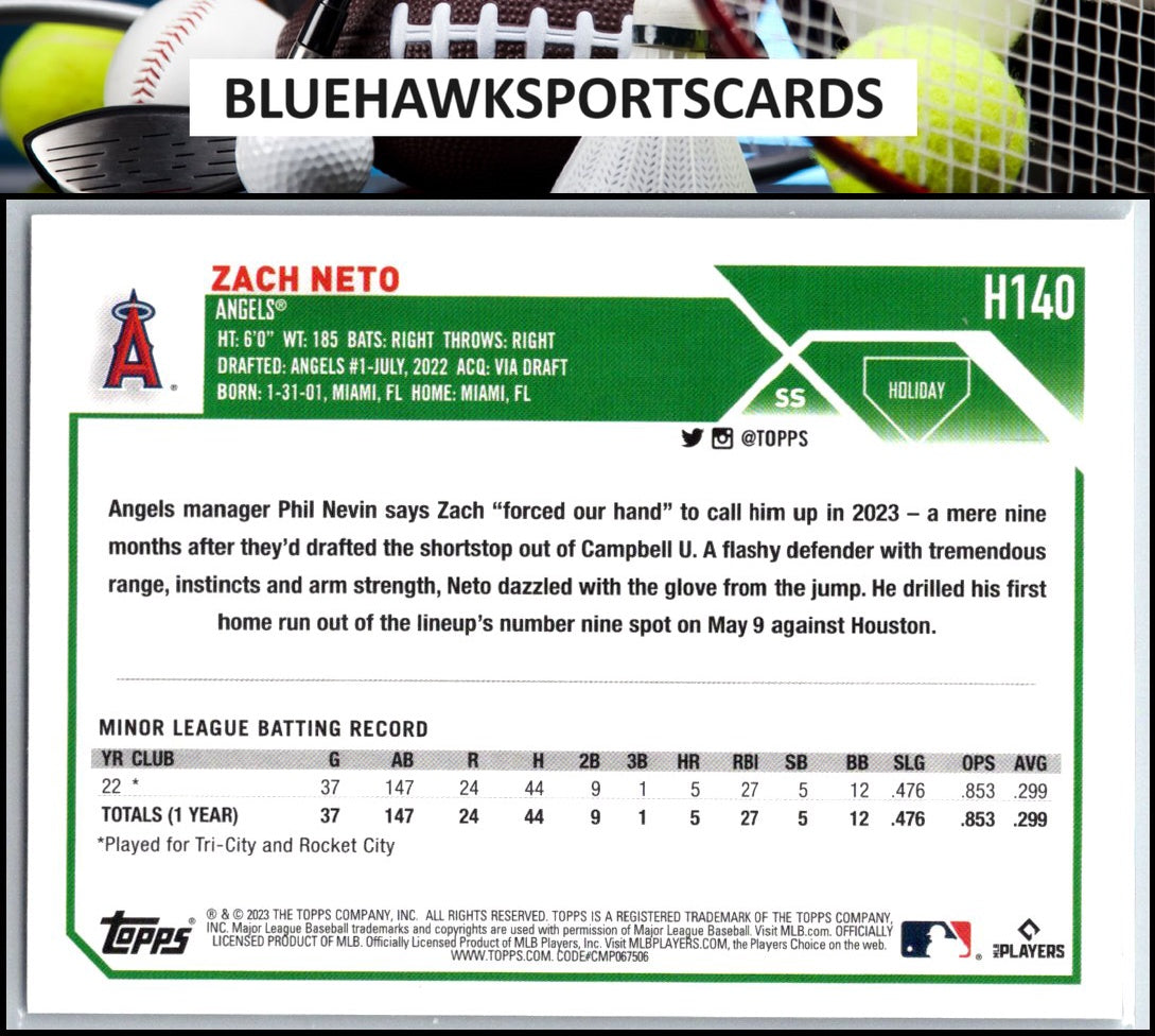 2023 Topps Holiday #H140 Zach Neto Metallic