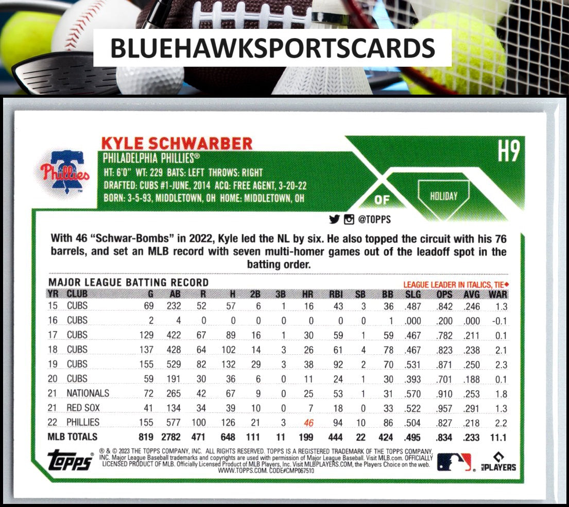 2023 Topps Holiday #H9 Kyle Schwarber Metallic