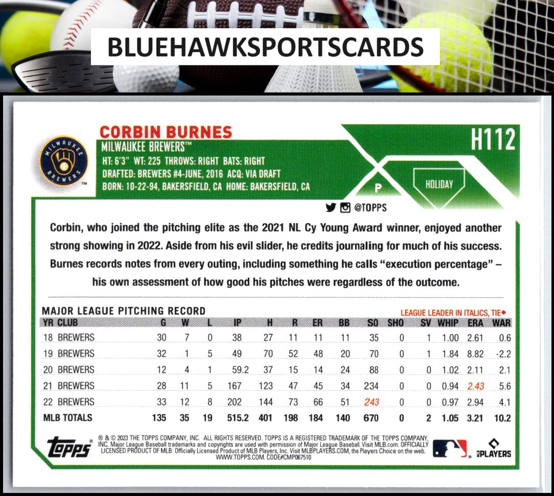 2023 Topps Holiday #H112 Corbin Burnes Metallic