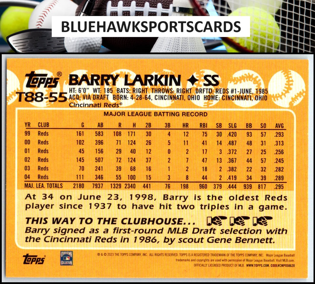 2023 Topps #T88-55 Barry Larkin 1988 35th Anniversary (Series One)