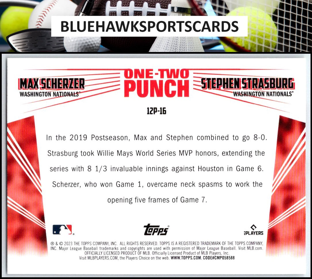 2023 Topps #12P-16 Max Scherzer / Stephen Strasburg One-Two Punch