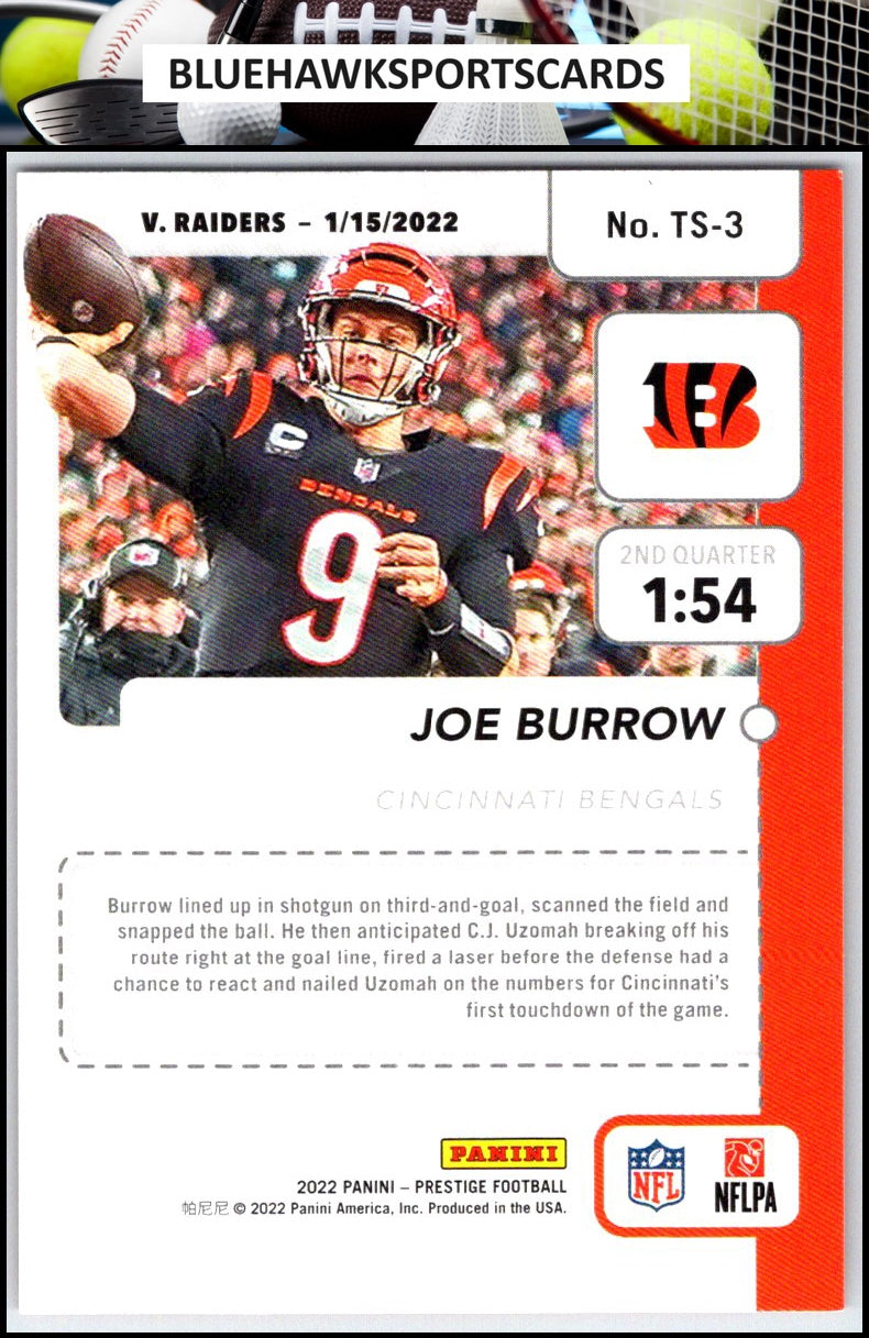 2022 Panini Prestige #TS-3 Joe Burrow Time Stamped