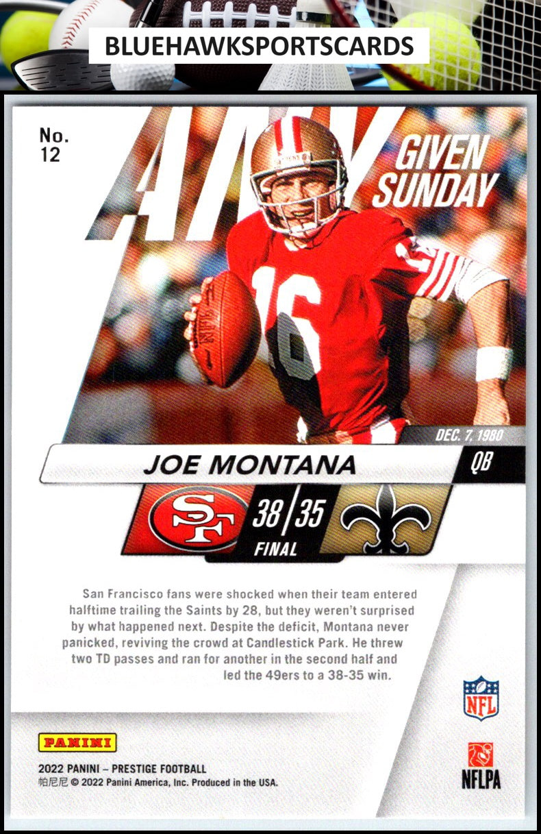 2022 Panini Prestige #12 Joe Montana Any Given Sunday