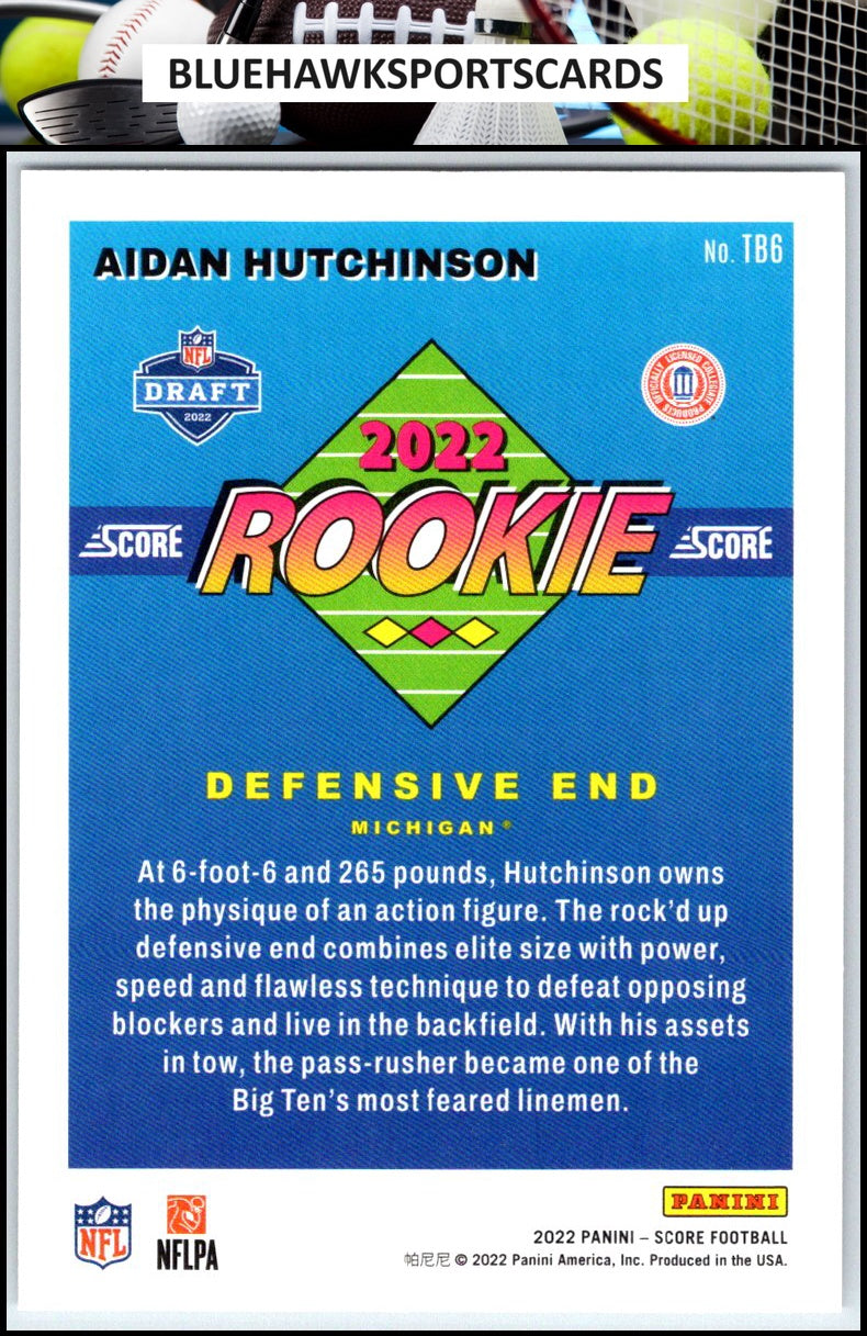 2022 Score #TB6 Aidan Hutchinson 1992 Throwback Rookie