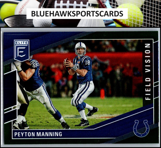 2022 Donruss Elite #FV9 Peyton Manning Field Vision Green Green border on photo