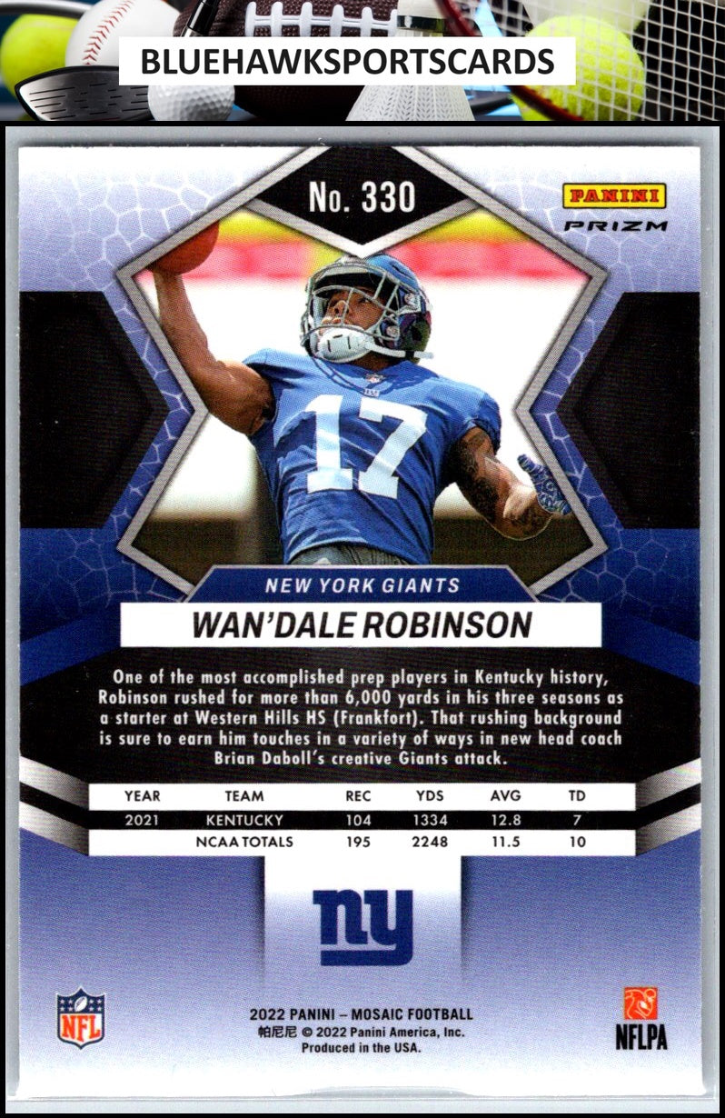 2022 Panini Mosaic #330 Wan'Dale Robinson Mosaic Green
