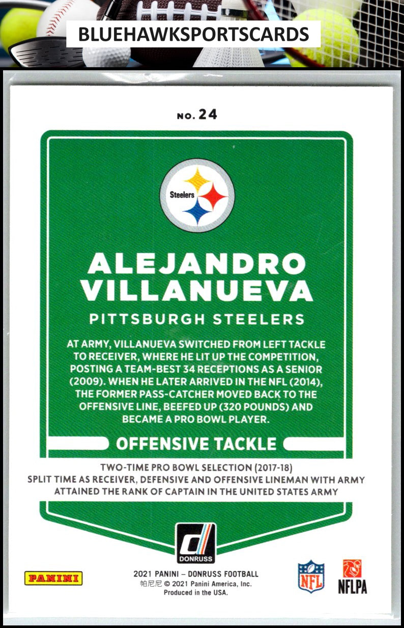 2021 Donruss #24 Alejandro Villanueva Press Proof Yellow