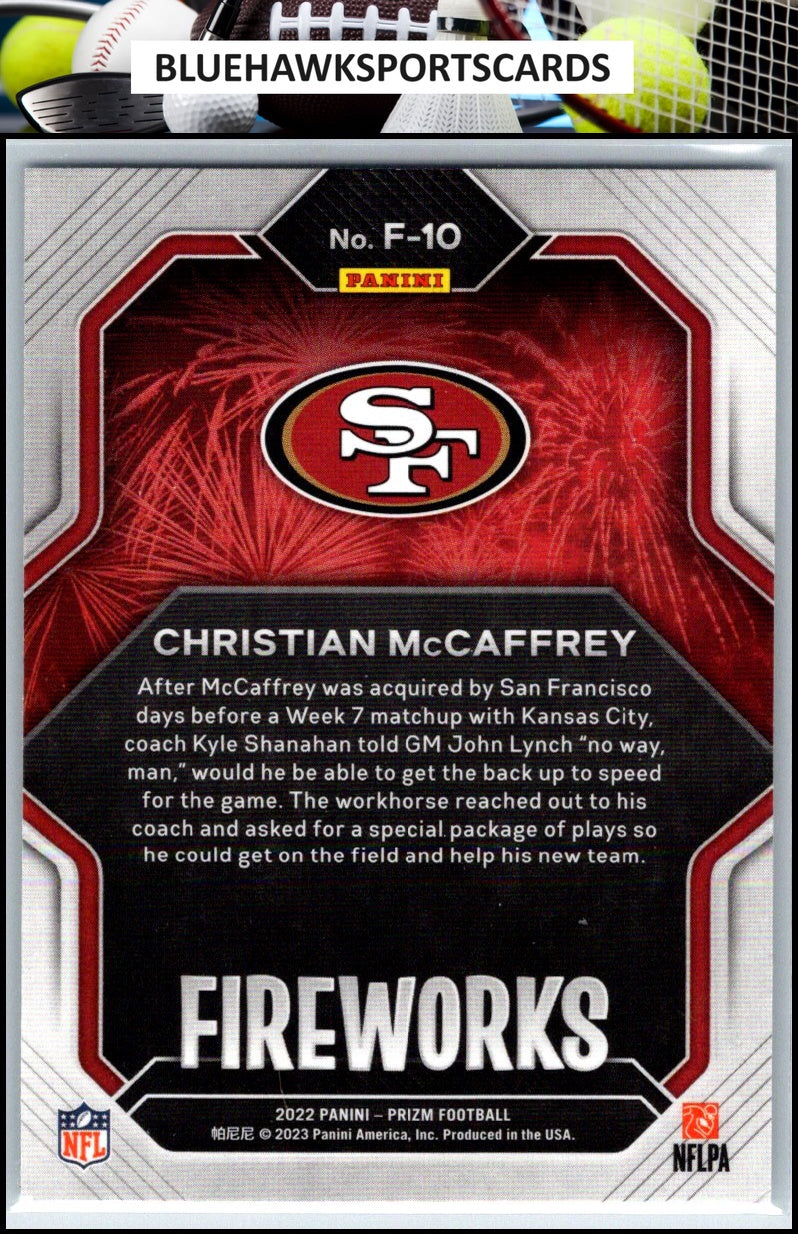 2022 Panini Prizm #F-10 Christian McCaffrey Fireworks