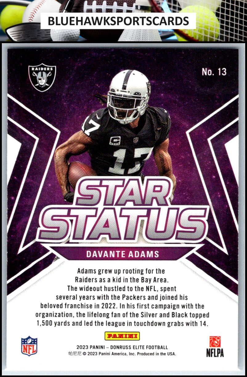 2023 Donruss Elite #13 Davante Adams Star Status Green
