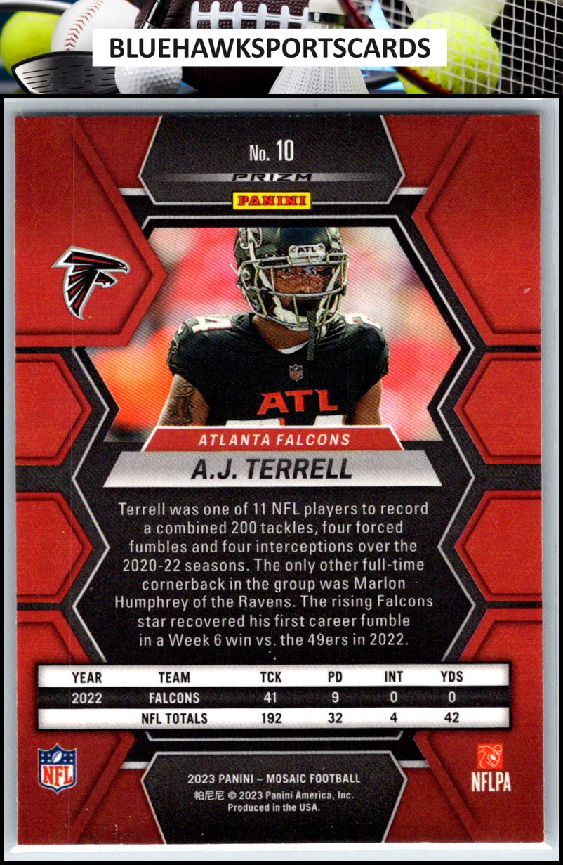 2023 Panini Mosaic #10 A.J. Terrell Silver No Huddle Mosaic