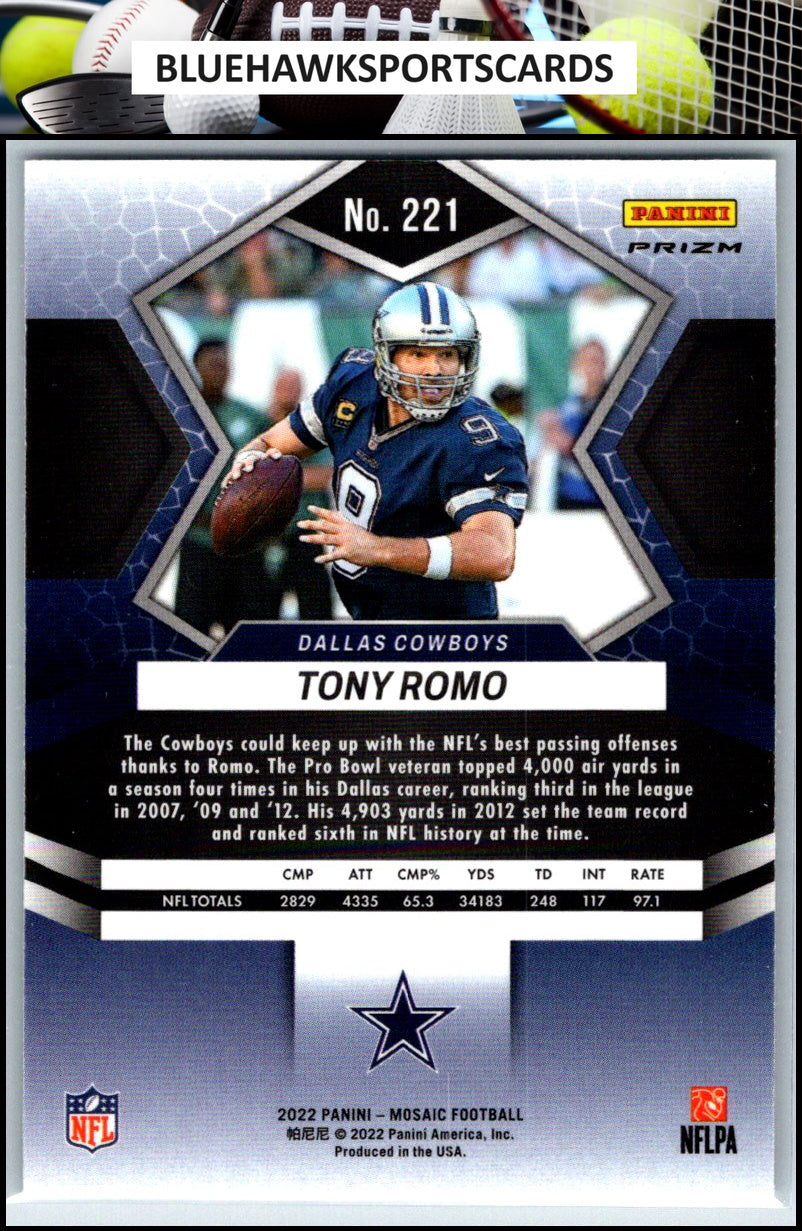 2022 Panini Mosaic #221 Tony Romo Mosaic Green