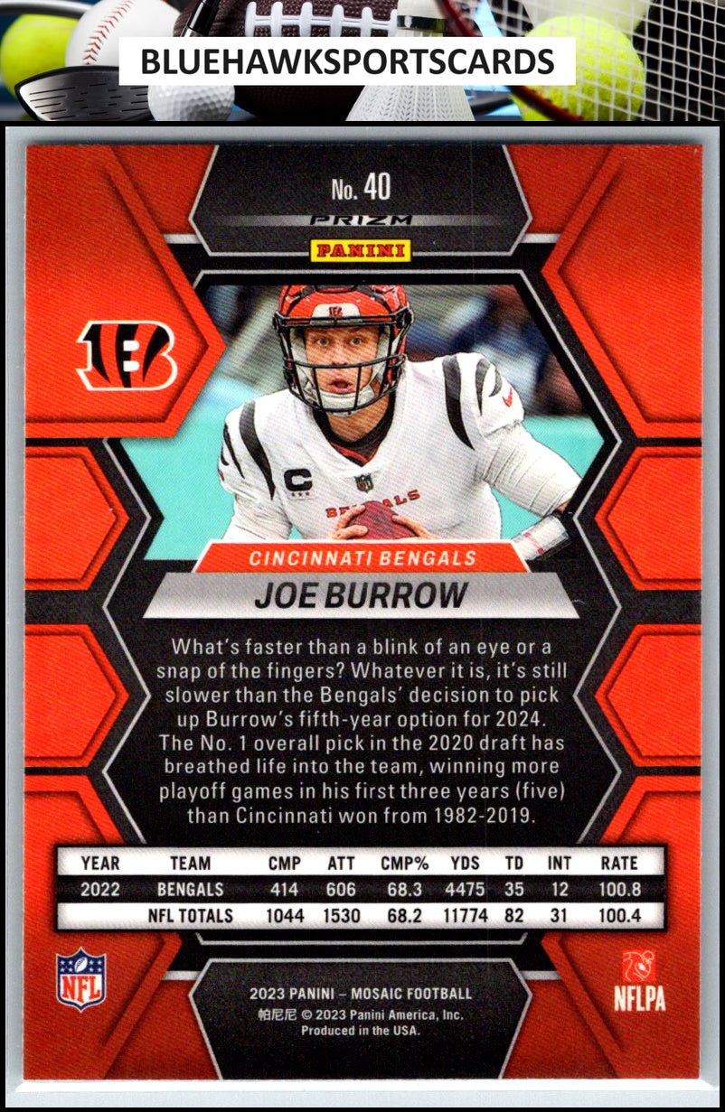 2023 Panini Mosaic #40 Joe Burrow Green Mosaic