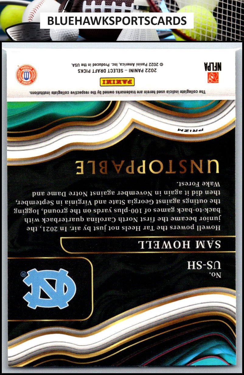 2022 Panini Select Draft Picks #US-SH Sam Howell Unstoppable Silver Prizm