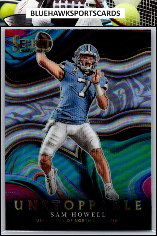 2022 Panini Select Draft Picks #US-SH Sam Howell Unstoppable Silver Prizm