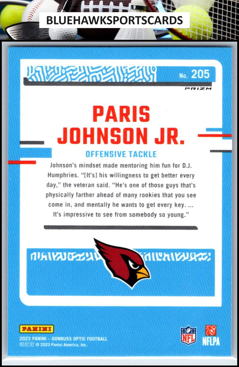 2023 Donruss Optic #205 Paris Johnson Jr. Blue Hyper