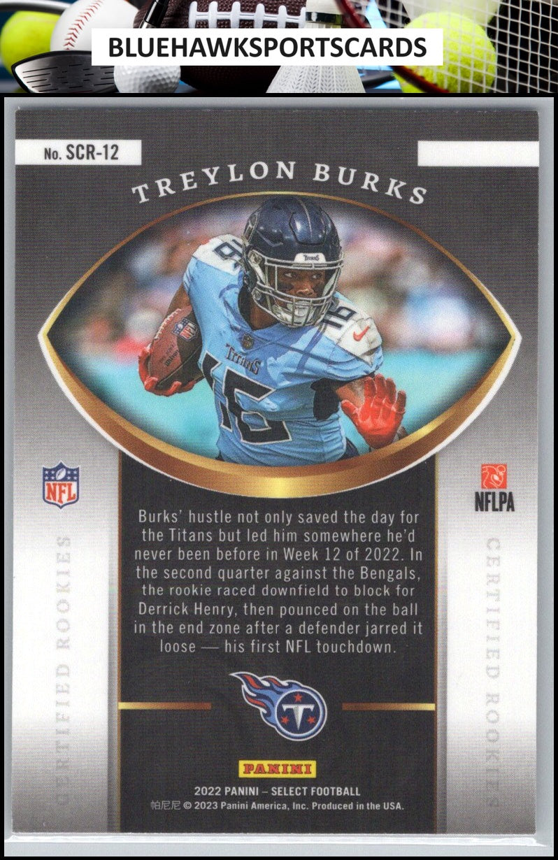 2022 Panini Select #SCR-12 Treylon Burks Select Certified Rookies