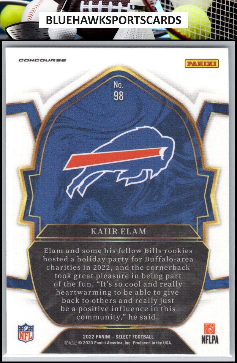 2022 Panini Select #98 Kaiir Elam Silver Prizm