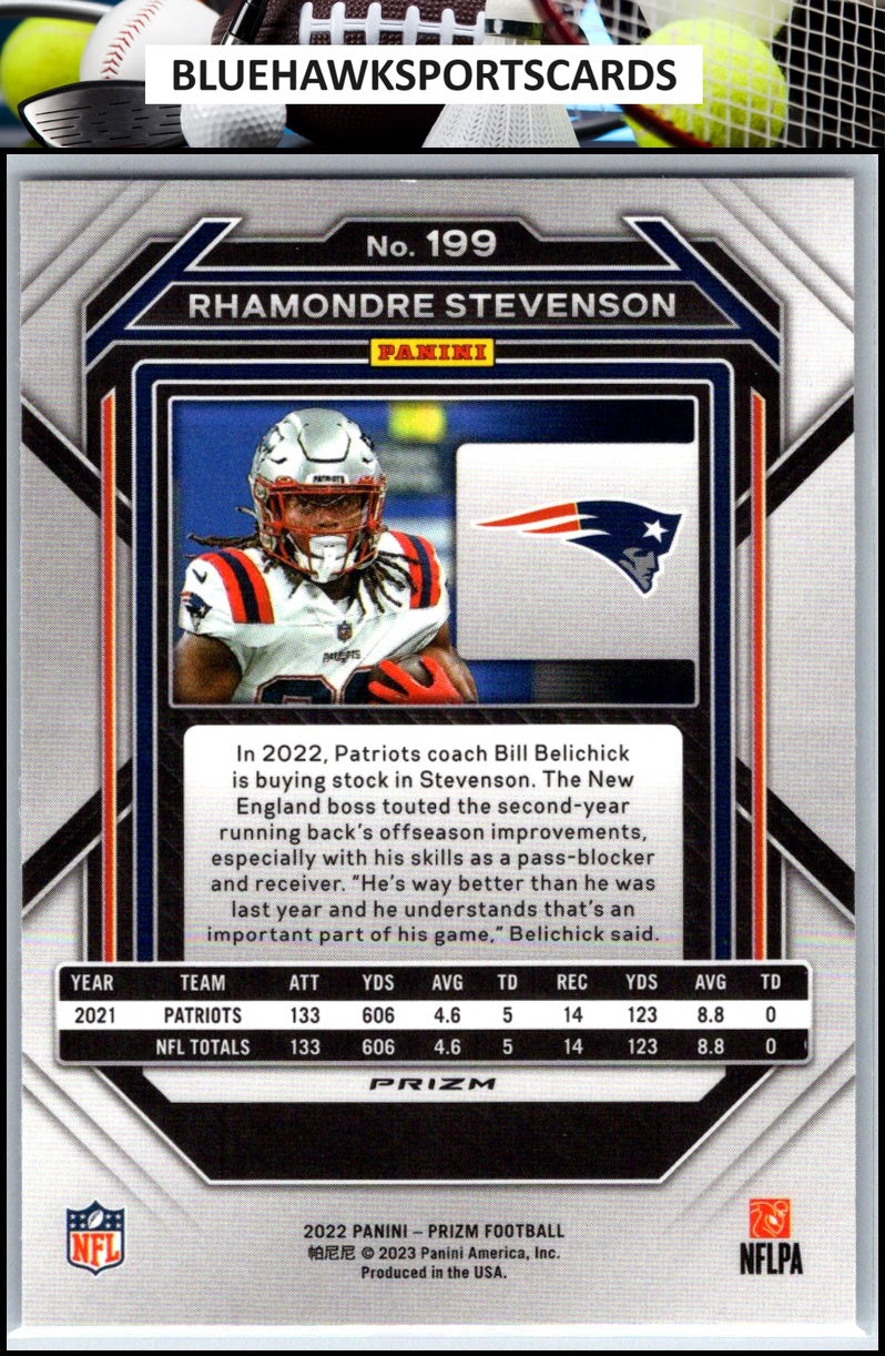 2022 Panini Prizm #199 Rhamondre Stevenson Red White and Blue