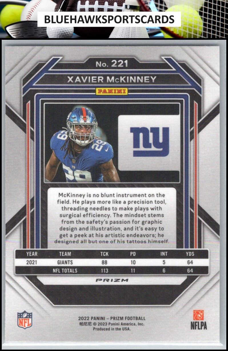 2022 Panini Prizm #221 Xavier McKinney Silver