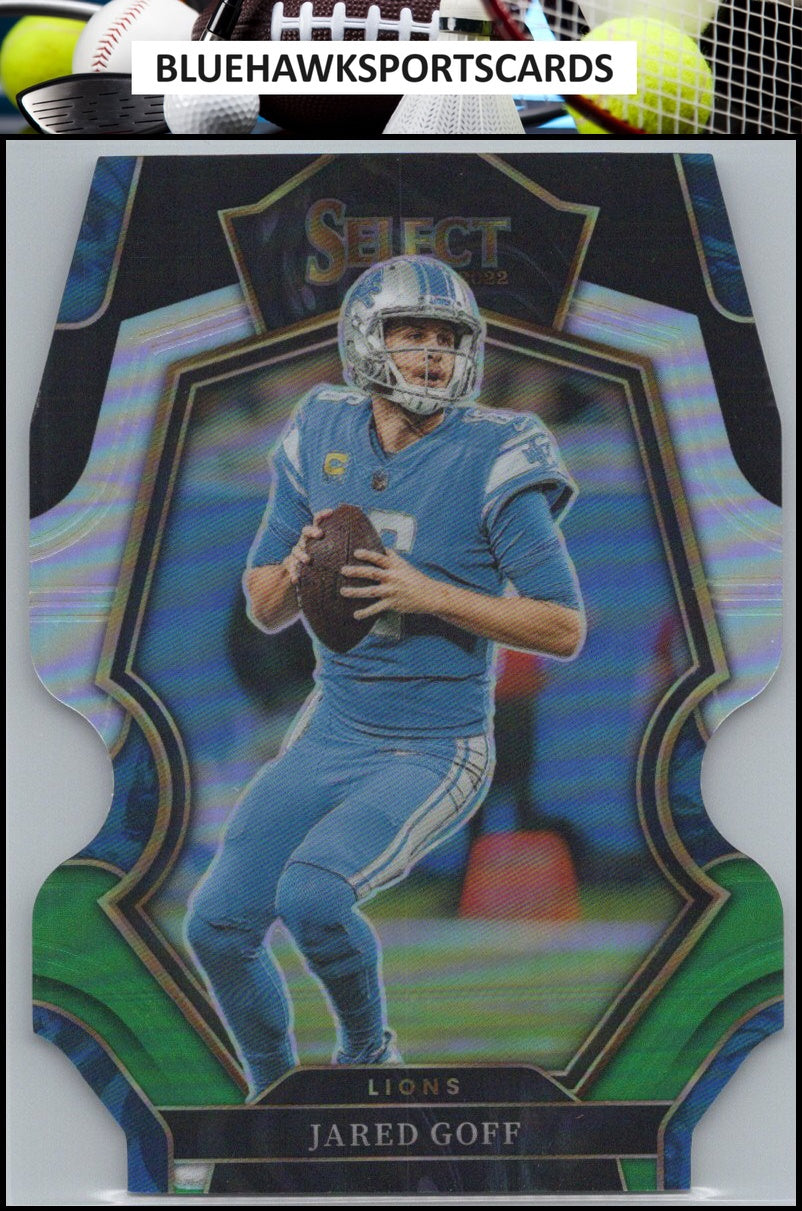 2022 Panini Select #134 Jared Goff Black and Green Prizm Die Cut