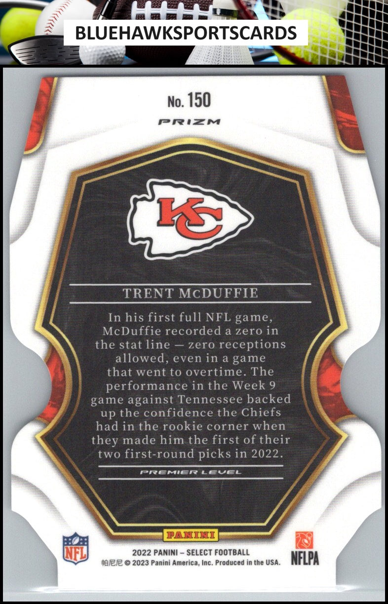2022 Panini Select #150 Trent McDuffie Black and Green Prizm Die Cut