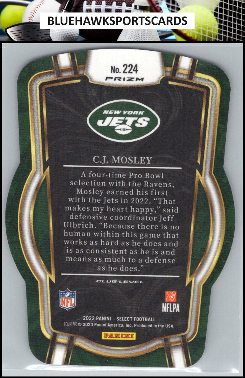 2022 Panini Select #224 C.J. Mosley Black and Green Prizm Die Cut