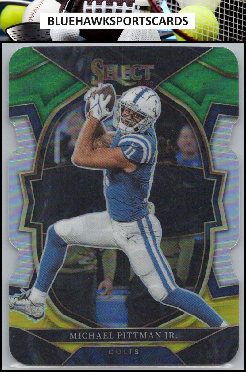 2022 Panini Select #46 Michael Pittman Jr. Green and Yellow Prizm Die Cut