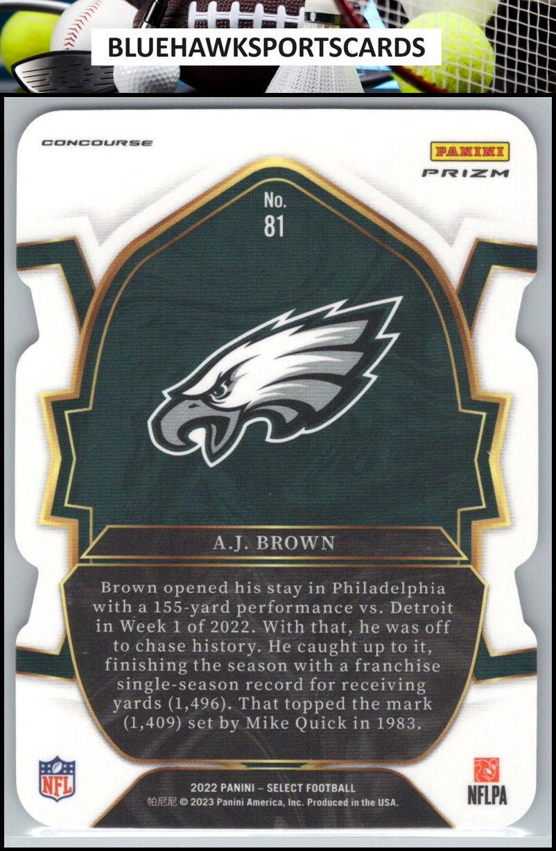 2022 Panini Select #81 A.J. Brown Black and Green Prizm Die Cut