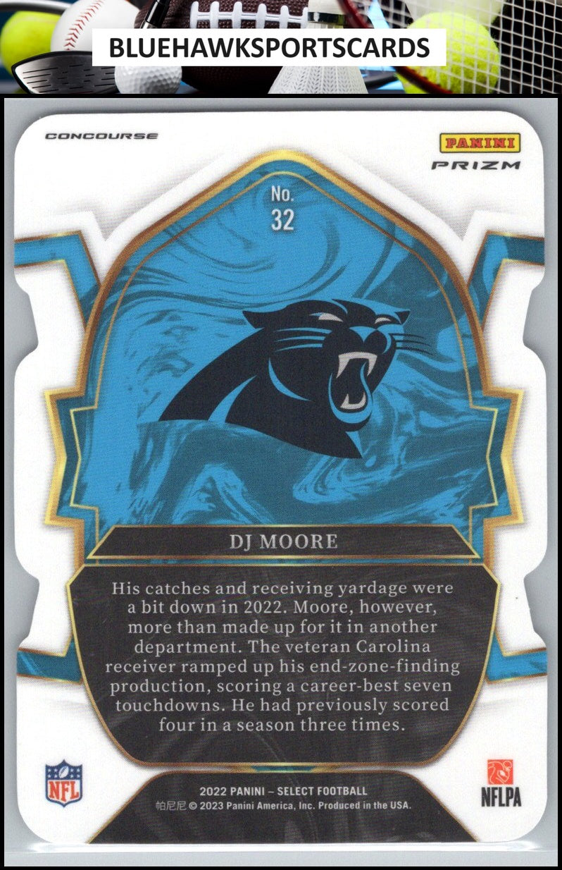 2022 Panini Select #32 DJ Moore Black and Green Prizm Die Cut