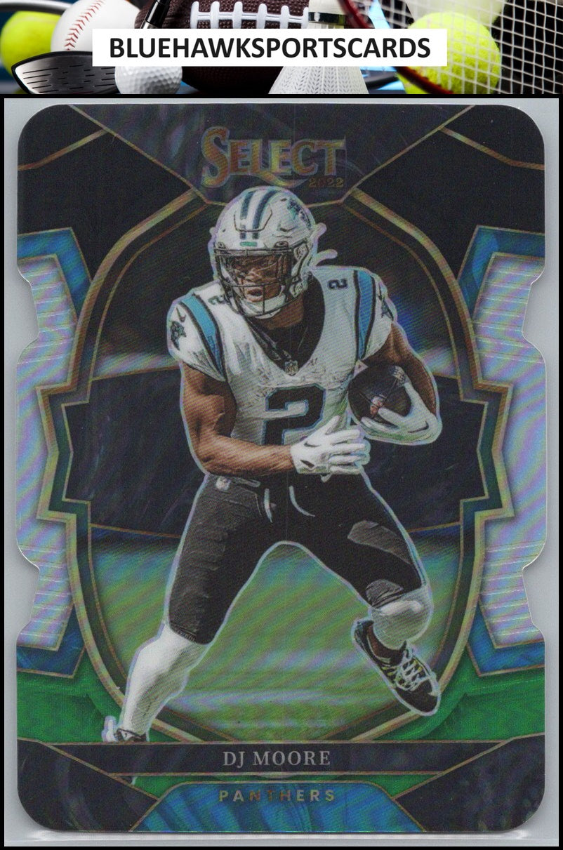 2022 Panini Select #32 DJ Moore Black and Green Prizm Die Cut