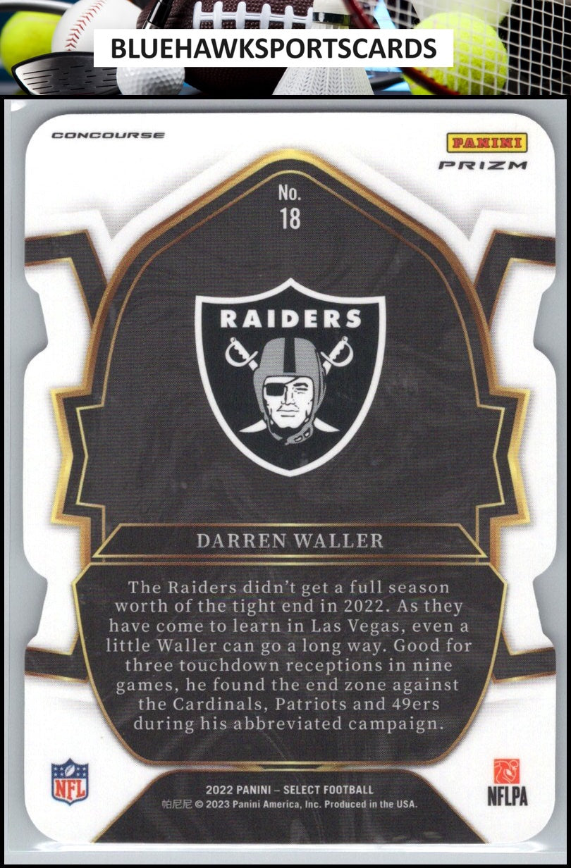 2022 Panini Select #18 Darren Waller Black and Green Prizm Die Cut