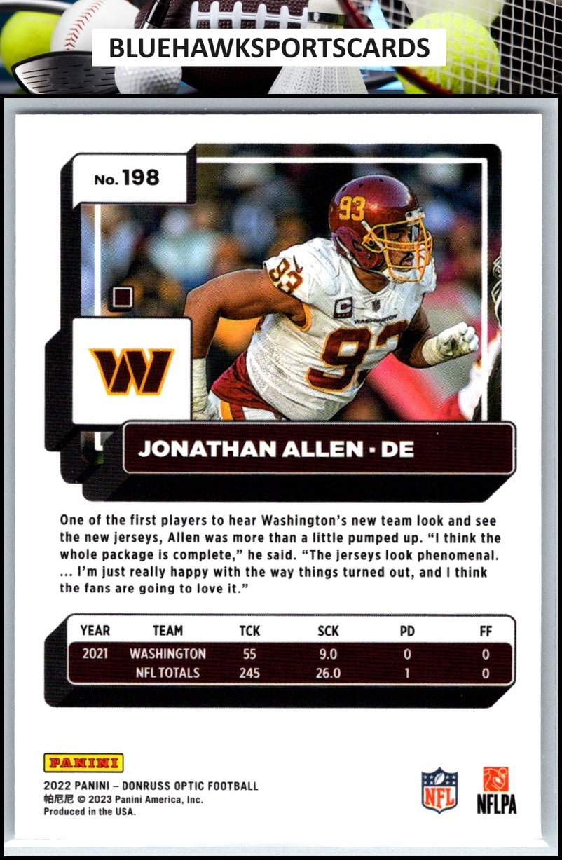 2022 Donruss Optic #198 Jonathan Allen