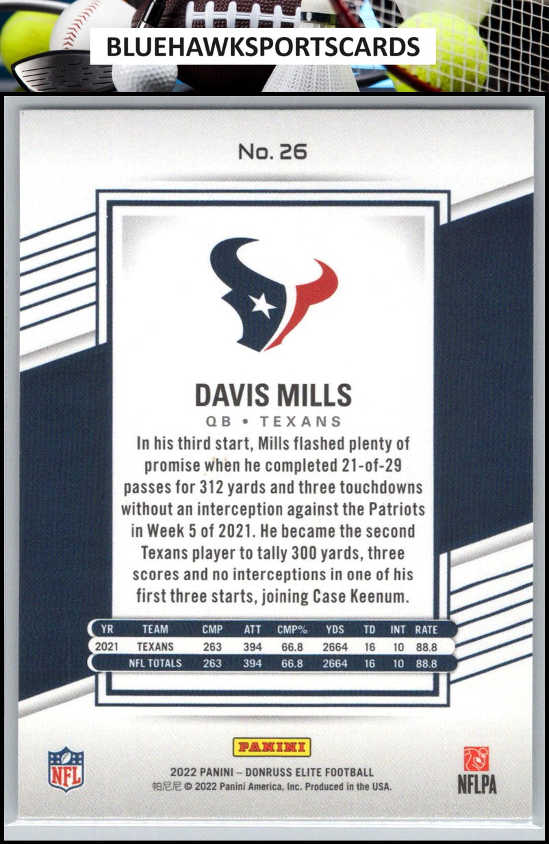 2022 Donruss Elite #2002-26 Davis Mills 2002 Elite