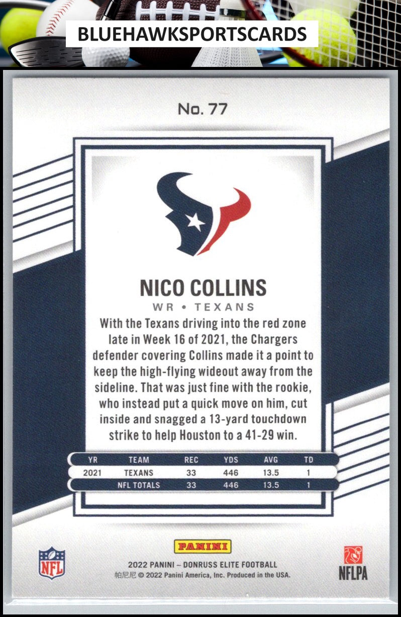 2022 Donruss Elite #77 Nico Collins