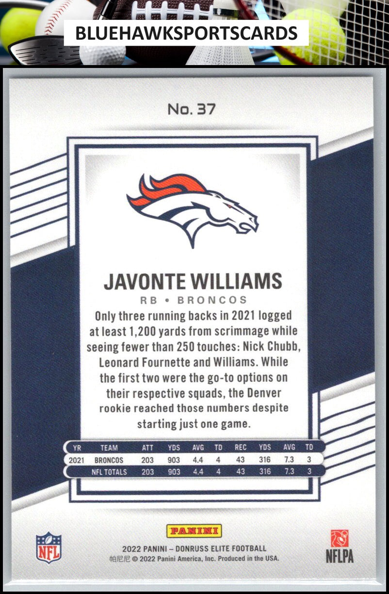 2022 Donruss Elite #37 Javonte Williams