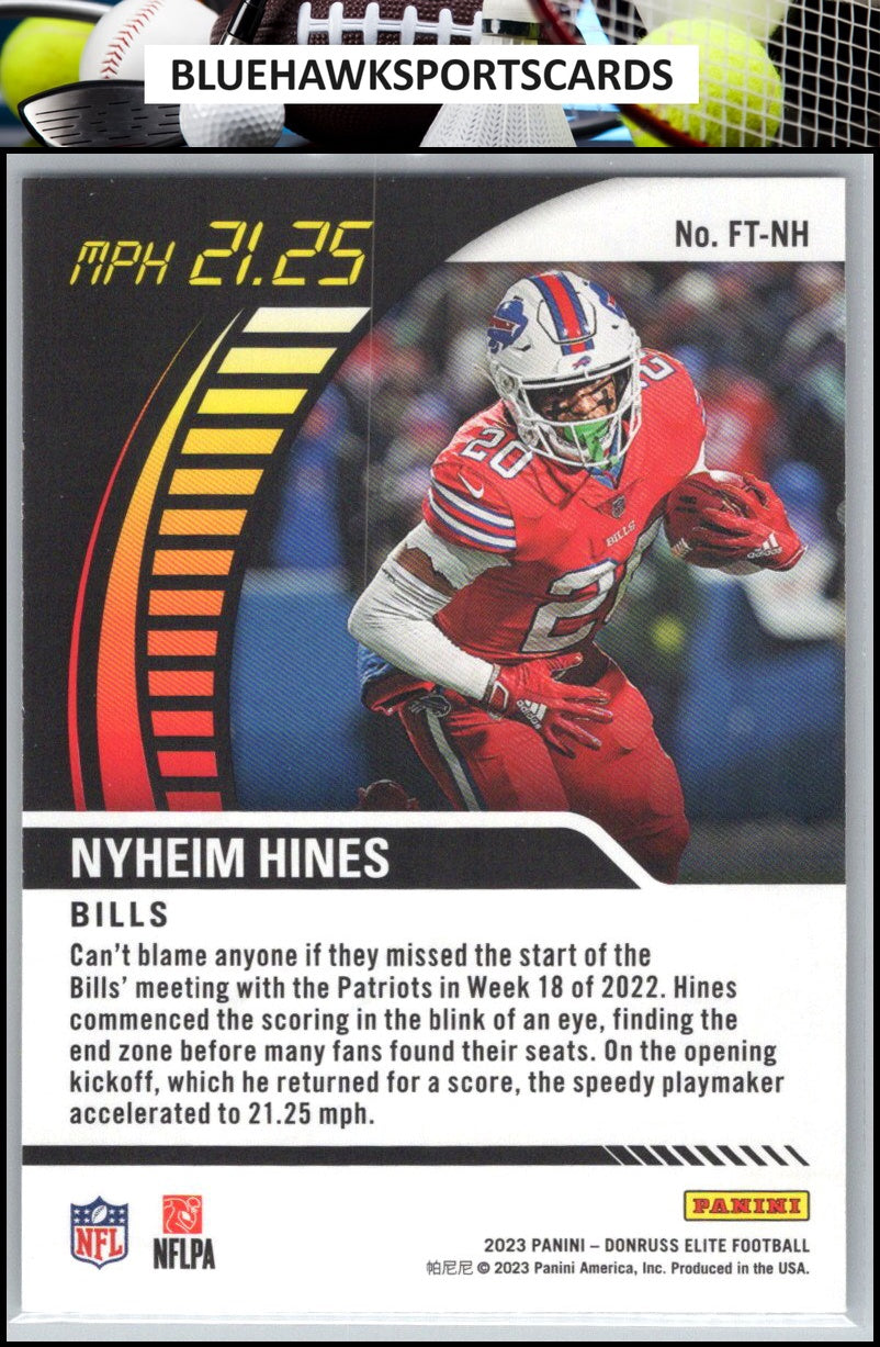 2023 Donruss Elite #FT-NH Nyheim Hines Full Throttle Green