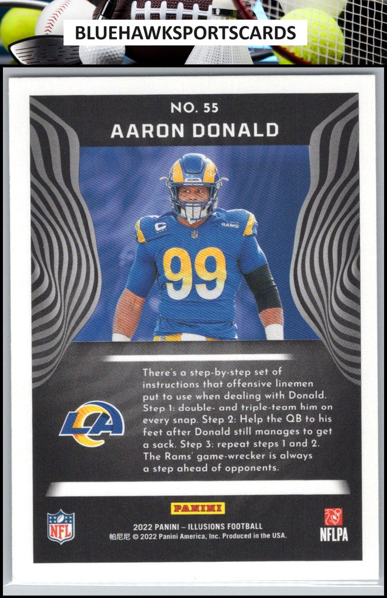 2022 Panini Illusions #55 Aaron Donald Trophy Collection Emerald